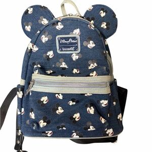 Loungefly Disney Mickey Mouse Kids Backpack - Navy and Cream